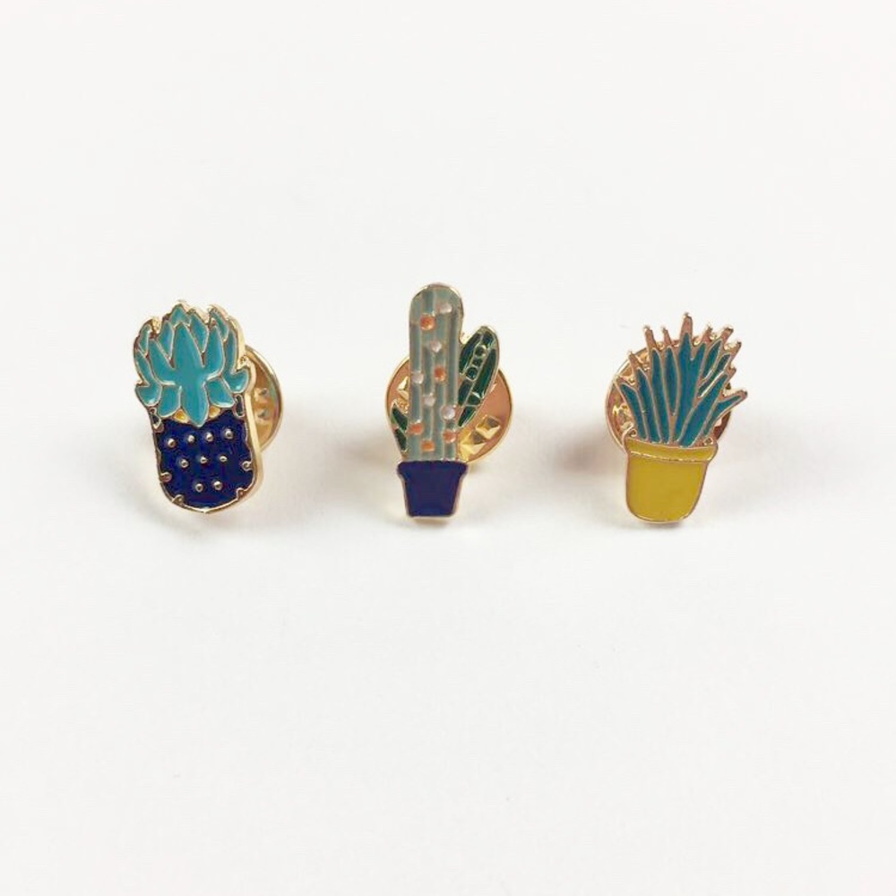 Succulent Enamel Pin Set Brand New Succulent Cacti